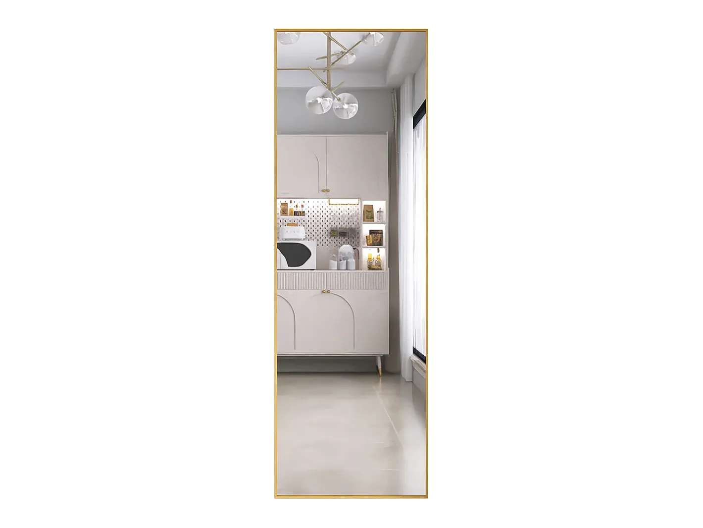Espejo de pie rectangular con marco de metal HD Espejo de pie grande para sala de estar, dormitorio y vestidor Espejo 165x60cm Dorado Clearance