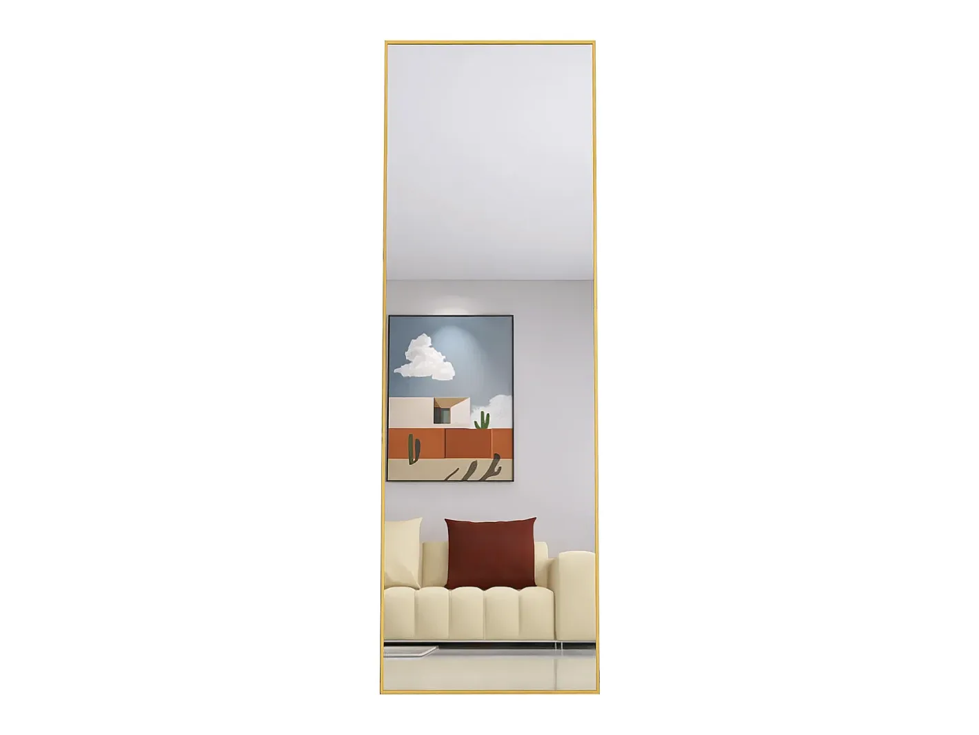 Espejo de pie rectangular con marco de metal HD Espejo de pie grande para sala de estar, dormitorio y vestidor Espejo 165x60cm Dorado Clearance