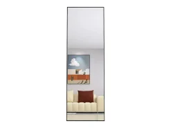 Espejo-Espejo de pie rectangular con marco de metal HD Espejo de pie grande para sala de estar, dormitorio y vestidor Espejo 165x60cm Negro