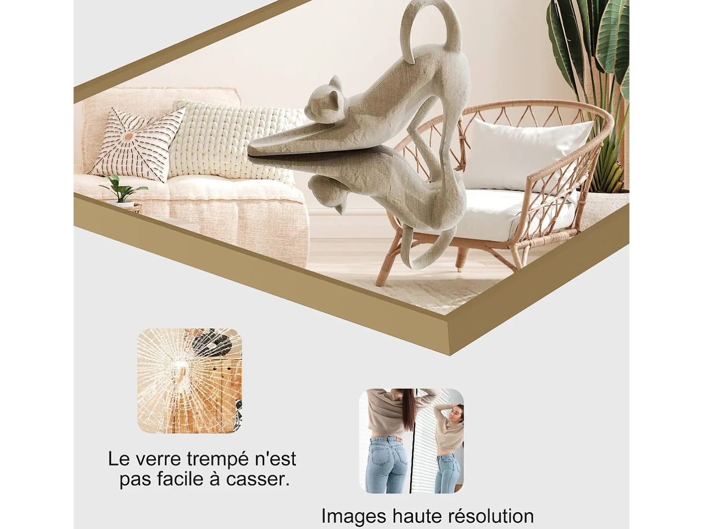 Espejo de pie rectangular 174×63 cm con marco – Diseño minimalista y moderno Dorado Hot