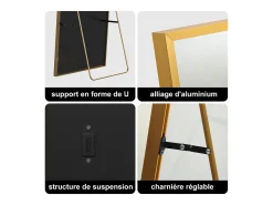 Espejo de pie rectangular 164×54 cm con marco – Diseño minimalista y moderno Dorado Best