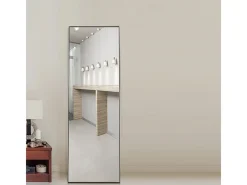 Espejo-Espejo de pie rectangular con marco de metal HD Espejo de pie grande para sala de estar, dormitorio y vestidor Espejo 150x40cm Negro