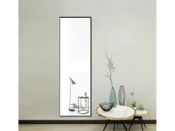 Espejo-Espejo de pie rectangular con marco de metal HD Espejo de pie grande para sala de estar, dormitorio y vestidor Espejo 150x40cm Negro