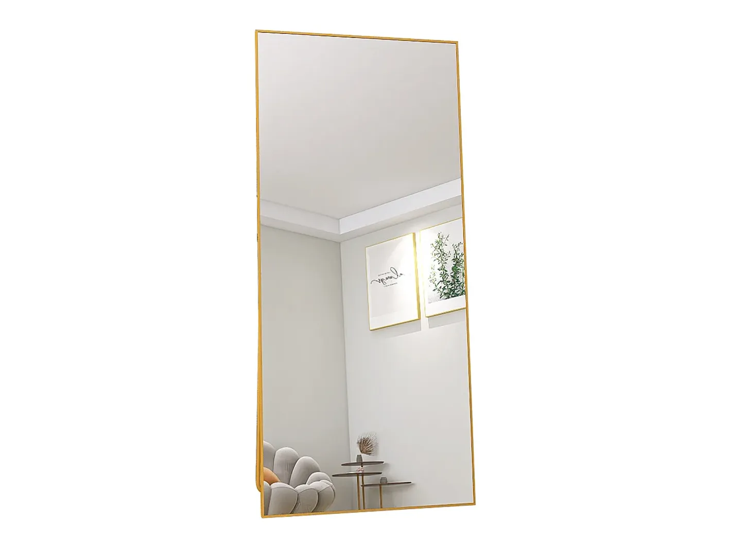 Hot Espejo de pie rectangular con marco de metal HD Espejo de pie grande para sala de estar, dormitorio y vestidor Espejo 180x80cm Dorado