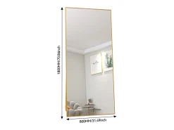 Hot Espejo de pie rectangular con marco de metal HD Espejo de pie grande para sala de estar, dormitorio y vestidor Espejo 180x80cm Dorado