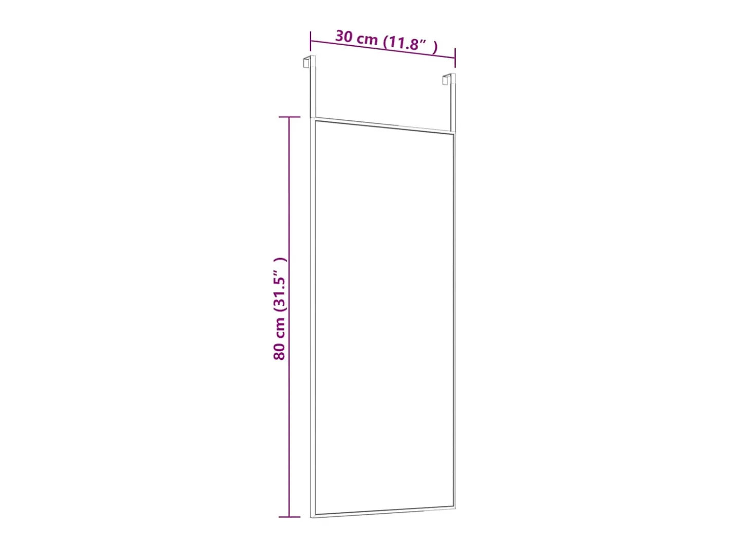 Espejo-Espejo de puerta 30x80 cm Cristal y aluminio Negro