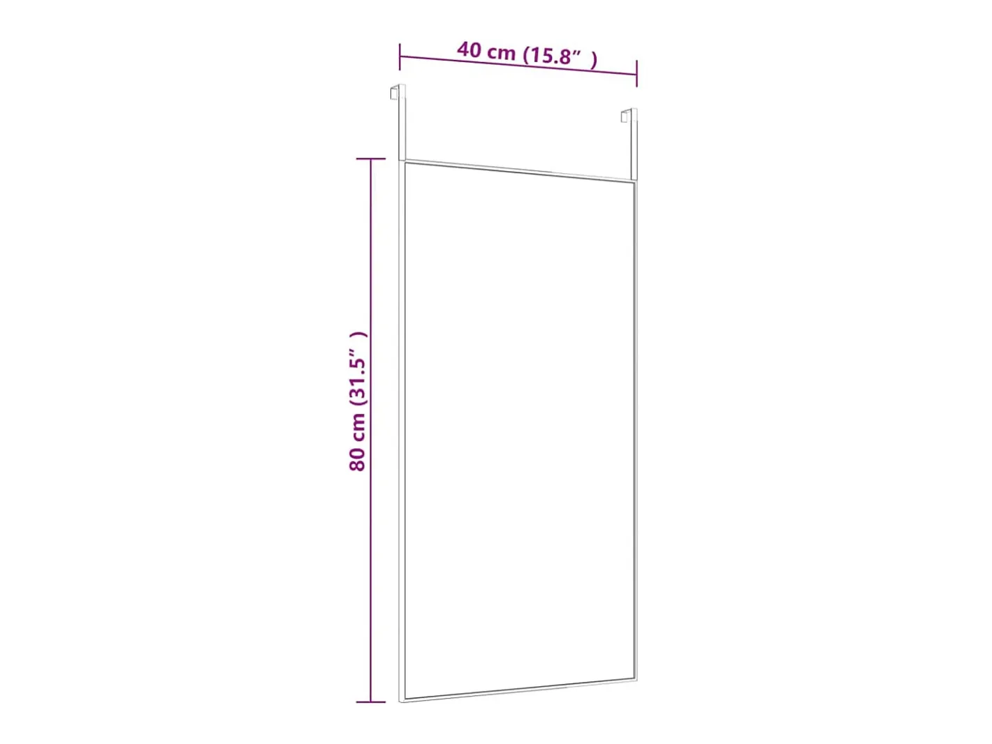 Espejo-Espejo de puerta 40x80 cm Cristal y aluminio Negro