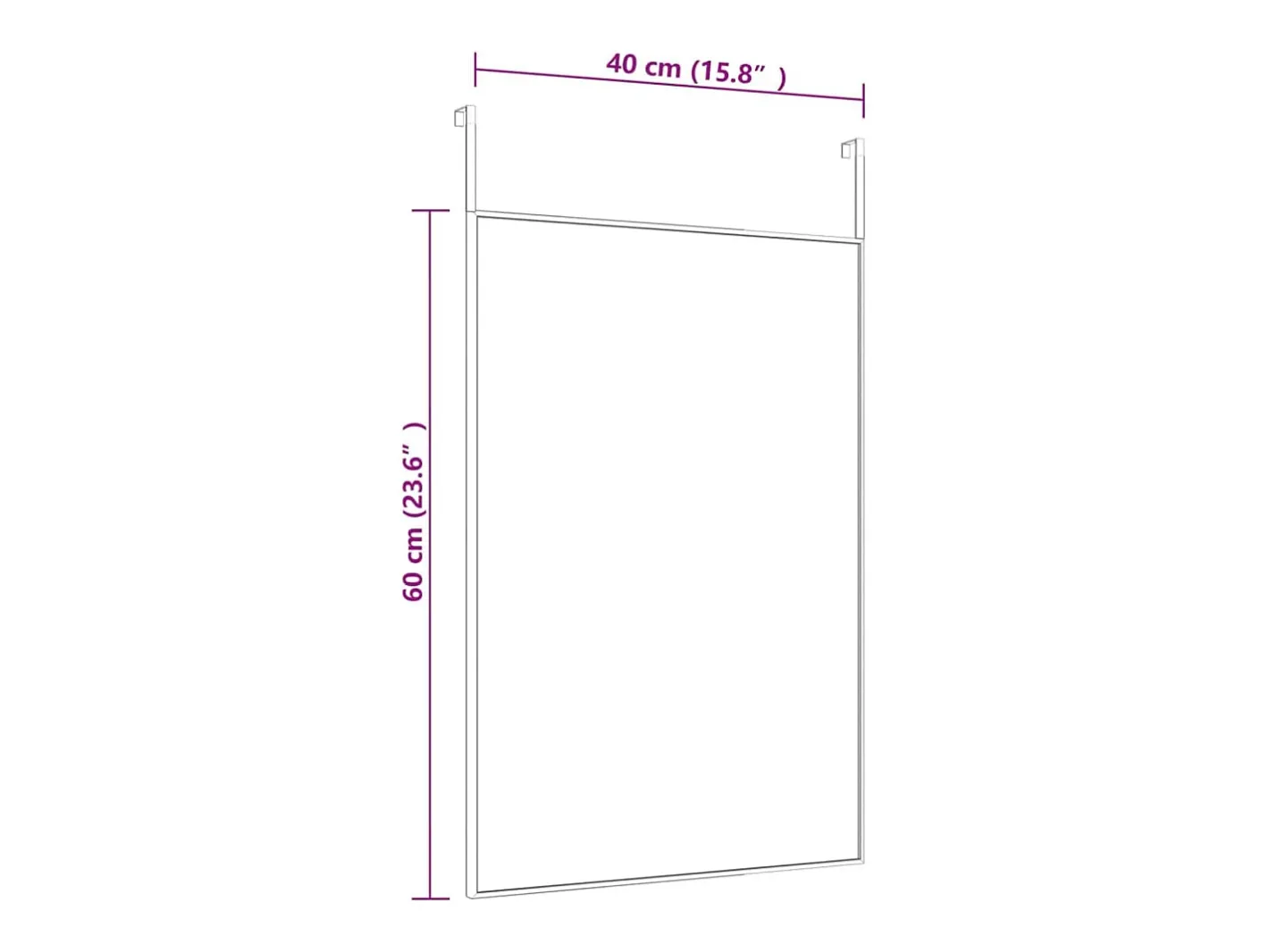 Espejo-Espejo de puerta 40x60 cm Cristal y aluminio Negro