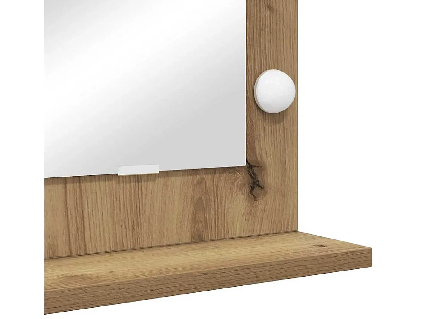 Espejo De Pared|Espejo-Espejo de tocador con espejo Roble artesanal 60 x 45 x 18 cm Marru00f3n