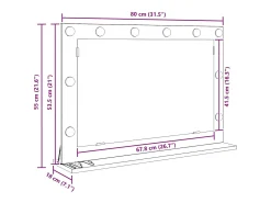 New Espejo de tocador con espejo Sonoma Grey 80 x 55 x 18 cm Gris