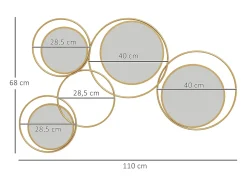 Discount Homcom Espejo decorativo Dilux 4 espejos 68x110x2 cm Dorado