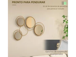 Discount Homcom Espejo decorativo Dilux 4 espejos 68x110x2 cm Dorado