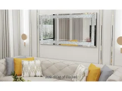 Sale Fativo Espejo decorativo rectangular grande, espejos de pared, espejo de pared deco, diseño de dormitorio, 120x60cm Plateado
