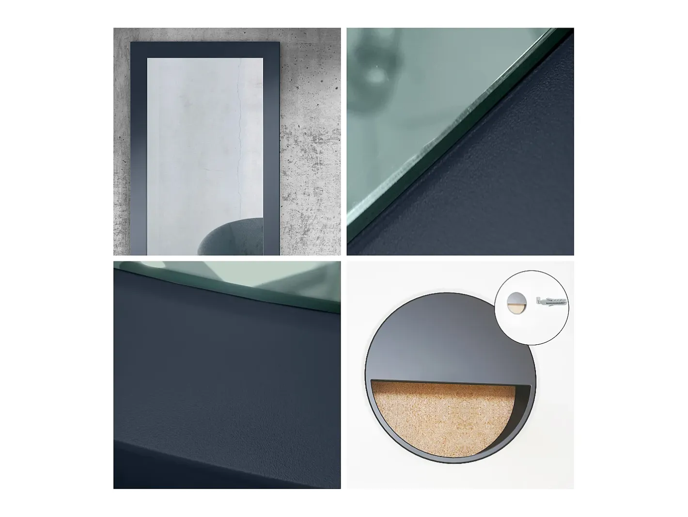 Espejo De Pared|Espejo-Espejo Enigma 89, espejo de pared con marco de estilo moderno, Azul real (89 x 45 cm) Azul oscuro