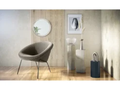 Outlet Espejo Globe 50 cm, Espejo de Pared Redondo Decorativo para Recibidor y Sala de Estar con Marco de MDF en gris arena de alto brillo Beige