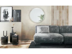 Clearance Espejo Globe 80 cm, Espejo de Pared Redondo Decorativo para Recibidor y Sala de Estar con Marco de MDF en gris arena de alto brillo Beige