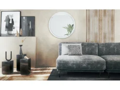 Espejo Globe 80 cm, Espejo de Pared Redondo Decorativo para Recibidor y Sala de Estar con Marco de MDF en de alto brillo Blanco Discount