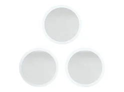 Sale Espejo Globe 50 cm juego de 3, 3 espejos de pared redondos decorativos para pasillo y salón con marco de MDF en burdeos de alto brillo Granate