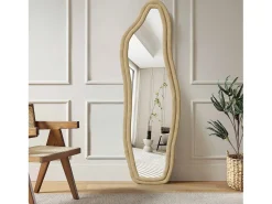 Discount Espejo irregular 160×50 cm con marco de terciopelo – Diseño moderno, vidrio templado HD Dorado