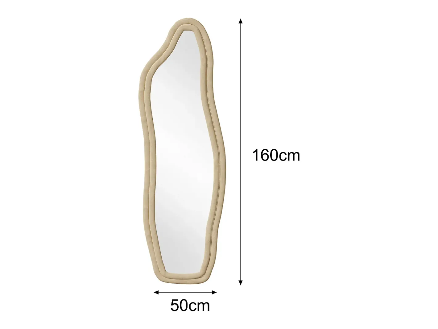 Discount Espejo irregular 160×50 cm con marco de terciopelo – Diseño moderno, vidrio templado HD Dorado