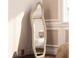 Discount Espejo irregular 160×50 cm con marco de terciopelo – Diseño moderno, vidrio templado HD Dorado