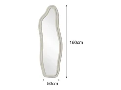 Espejo-Espejo irregular 160×50 cm con marco de terciopelo – Diseño moderno, vidrio templado HD Blanco