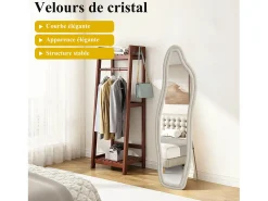 Espejo-Espejo irregular 160×50 cm con marco de terciopelo – Diseño moderno, vidrio templado HD Blanco
