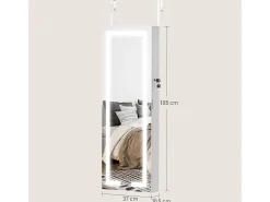 Discount Homcom Espejo joyero Selene con luz LED 118x44x16 cm Blanco