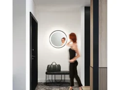 Espejo-Espejo LED Mirò Ø40 cm 38W Titanio - Lámpara de techo y aplique - Luz cálida 3000K - Diseño moderno para baño, dormitorio y entrada Gris