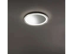 Espejo LED Mirò Ø60 cm 58W Titanio - Lámpara de techo y aplique - Luz cálida 3000K - Diseño moderno para baño, dormitorio y entrada Gris