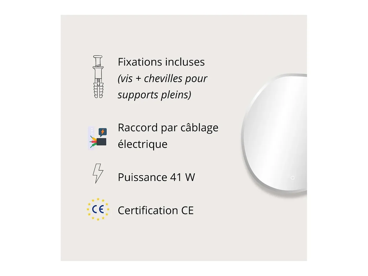 Clearance Espejo LED orgánico D60/80cm en vidrio FLUEA Plateado