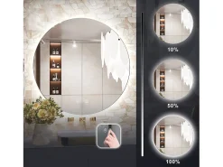 Rea Espejo De Pared|Espejo-Espejo LED 70cm HZJ070 Cromado con iluminación y función de calefacción Blanco