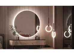 Rea Espejo De Pared|Espejo-Espejo LED 70cm HZJ070 Cromado con iluminación y función de calefacción Blanco