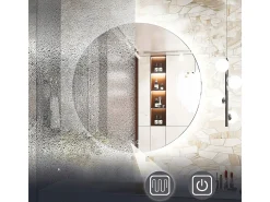 Rea Espejo De Pared|Espejo-Espejo LED 70cm HZJ070 Cromado con iluminación y función de calefacción Blanco