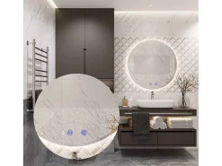 Rea Espejo De Pared|Espejo-Espejo LED 70cm HZJ070 Cromado con iluminación y función de calefacción Blanco