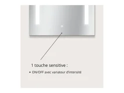Espejo LED rectangular L60/80cm de vidrio LUMENA Plateado Sale