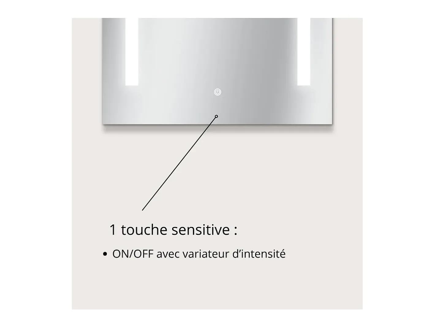 Espejo LED rectangular L60/80cm de vidrio LUMENA Plateado Sale