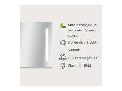 Espejo LED rectangular L60/80cm de vidrio LUMENA Plateado Sale