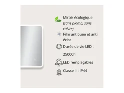 Espejo LED rectangular L60/80/90/120cm con retroiluminación MIRALUX Plateado Hot