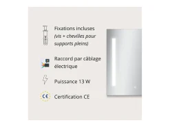 Espejo LED rectangular L60/80cm de vidrio LUMENA Plateado