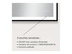 Espejo LED rectangular L60/80/120cm con marco de aluminio mate VELUNA Negro Discount