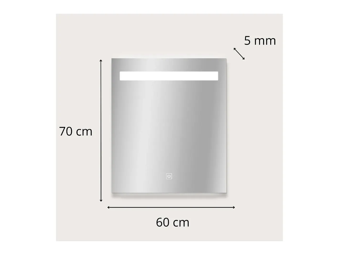 Espejo LED rectangular L60/80cm de vidrio NOVA LUX Plateado