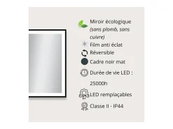 Espejo LED rectangular L60/80/120cm con marco de aluminio mate VELUNA Negro Online