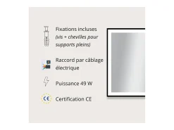 Espejo LED rectangular L60/80/120cm con marco de aluminio mate VELUNA Negro Online