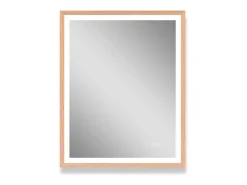 Espejo-Espejo LED rectangular 75x60cm con marco de madera GLIMMA Color natural claro