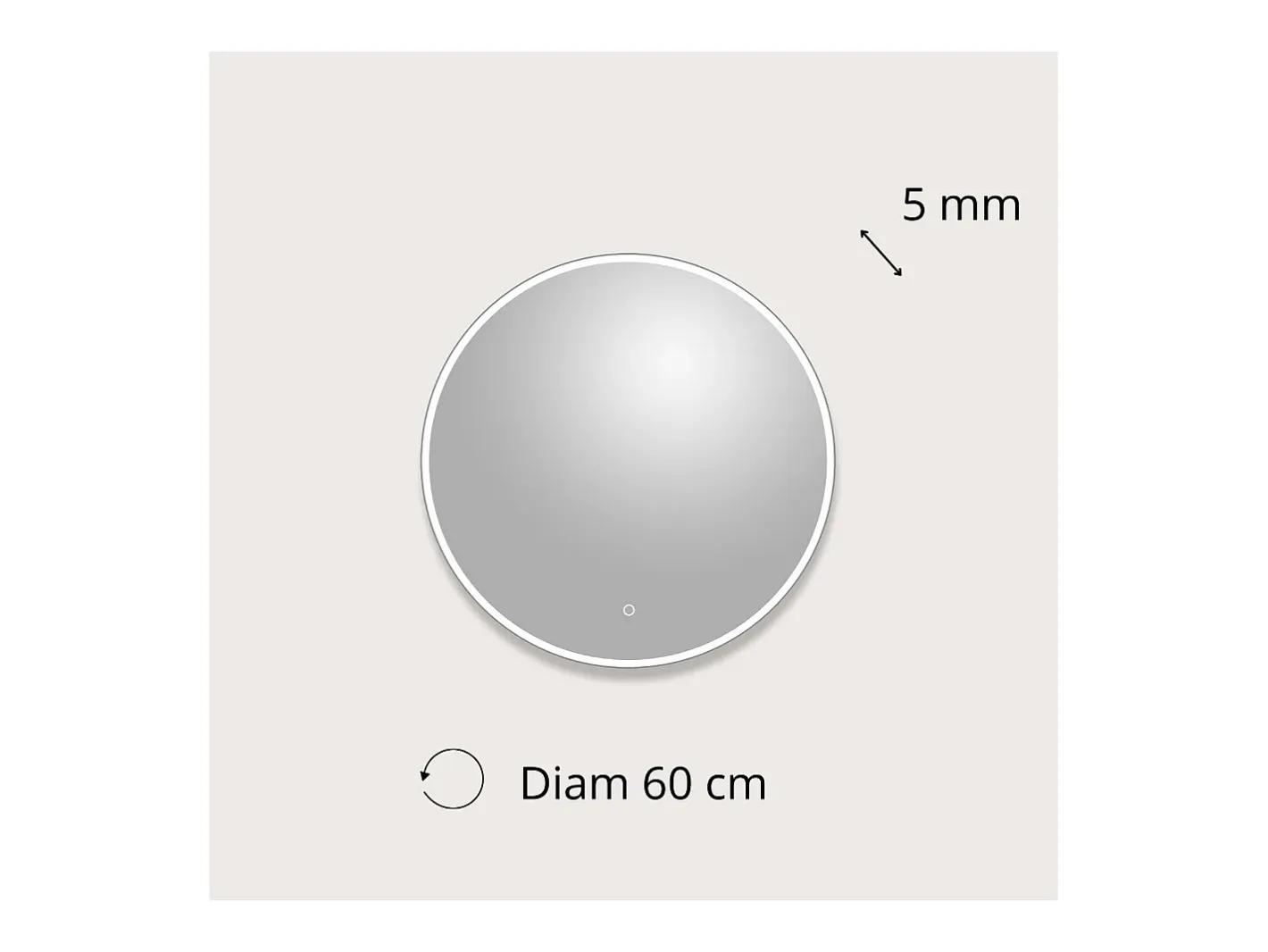Outlet Espejo LED redondo D60/120cm de vidrio CANDRA Plateado
