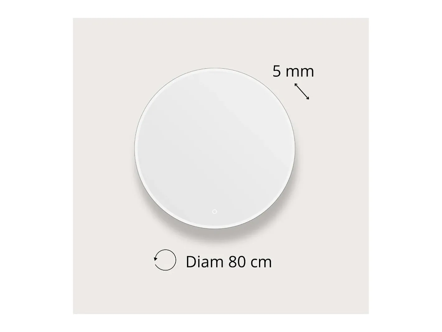 Espejo-Espejo LED redondo D60/70/80cm en vidrio ORAYA Plateado