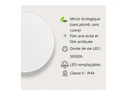 Espejo-Espejo LED redondo D60/70/80cm en vidrio ORAYA Plateado