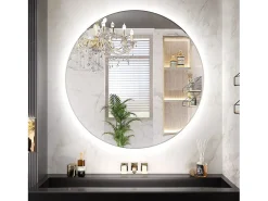 Rea Espejo De Pared|Espejo-Espejo LED redondo de 50cm con iluminación y función calefactora Blanco