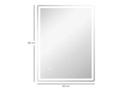 Online Espejo LED regulable con función antivaho, cristal, (80x60x4 cm) Plateado